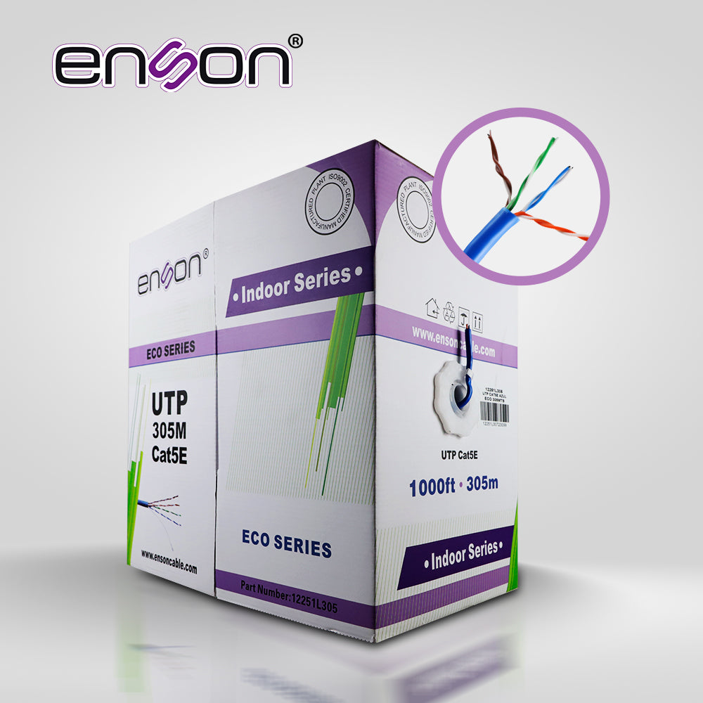 Enson Cable UTP Cat5e 12251L305, 24 AWG, 305 Metros, Uso Interior