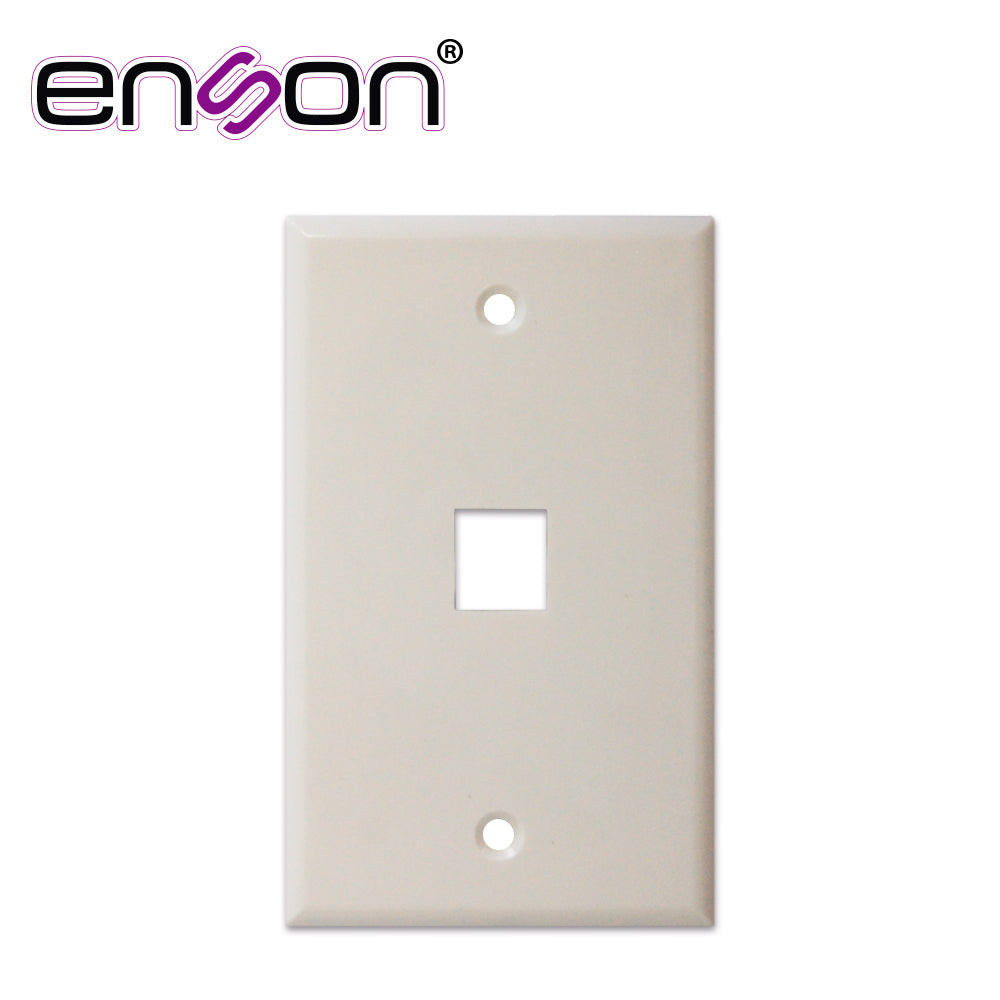 Enson Placa de Pared ENS-FP61 1 Puerto Estilo Keyconnect CAT6A, ABS, Uso Interior
