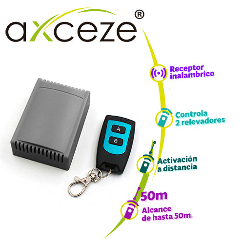 AXCEZE Receptor Inalámbrico AX-REC20, Control Remoto 2 Botones, Ideal para Empresas