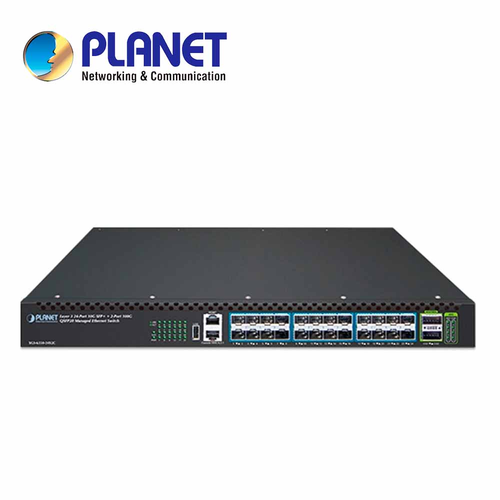PLANET Switch Administrable L3 XGS-6350-24X2C, 24 Puertos 10G SFP+, 800 Gbps Non Blocking, L3 OSPF