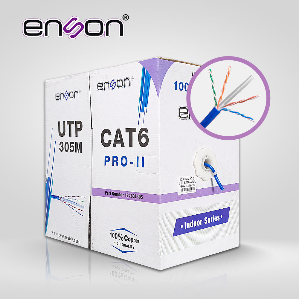 ENSON Cable UTP Cat6 12263L305, 305 Metros, 23 AWG, 100% Cobre, Uso Interior