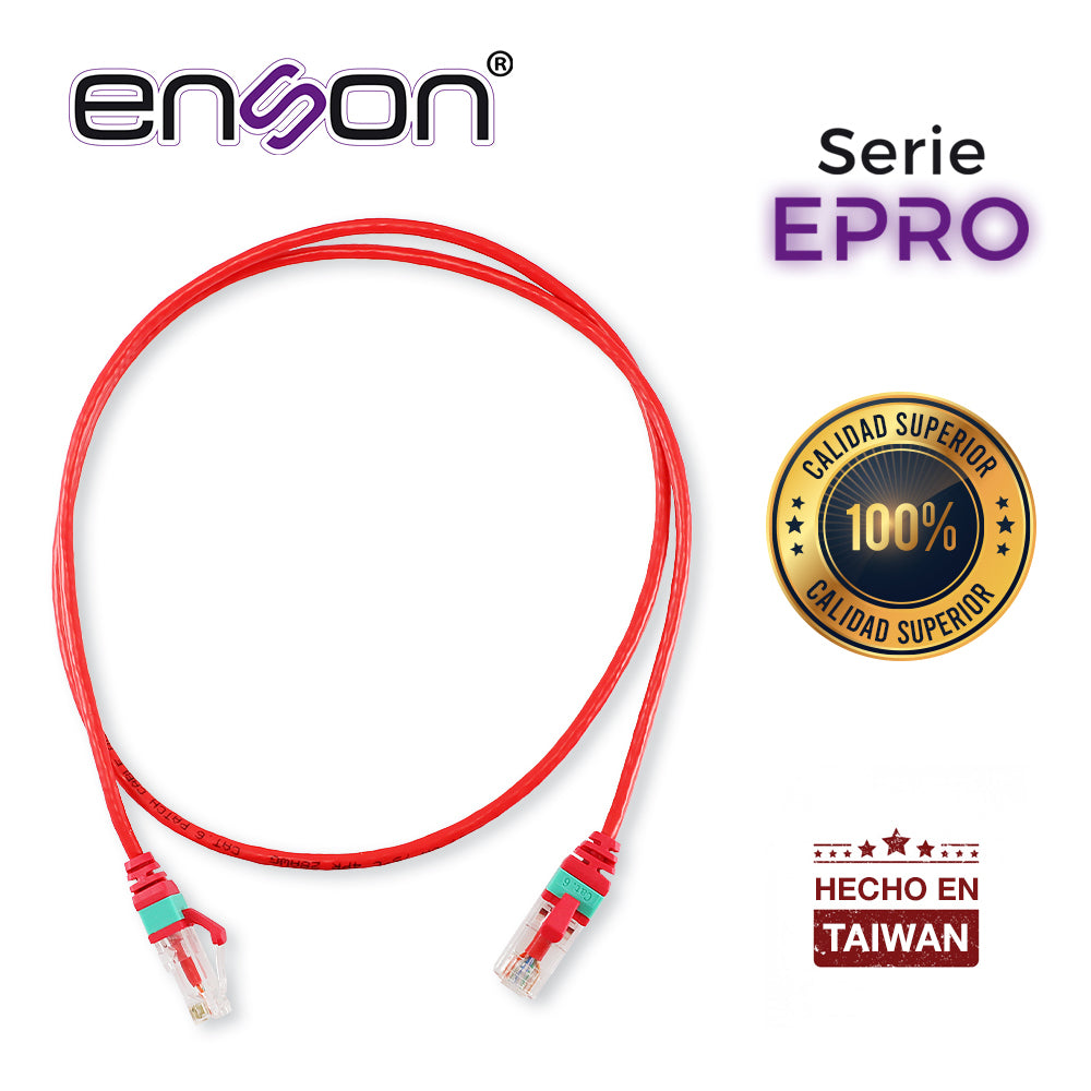 Enson Patchcord RJ45 EPRO-6PC90-RD 90cm Cat6, Ultra Delgado, Rojo