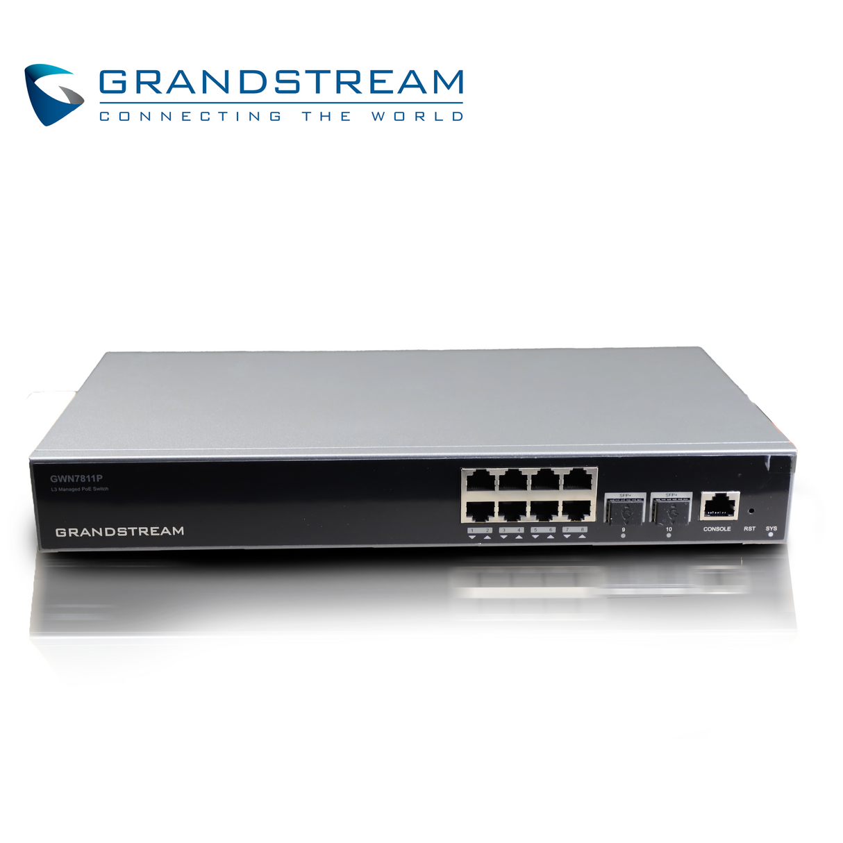 Grandstream Switch Administrable PoE+ GWN7811P, 8 Puertos 10/100/1000Mbps, 2 Puertos SFP+ 10Gbps, Administración GWN Cloud