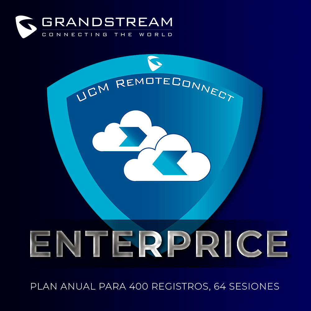 Grandstream UCMRC-Enterprise Plan Anual, 400 Registros, 64 Sesiones, Producto Empresarial