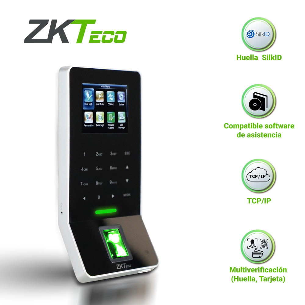 ZKTECO Control De Acceso F22/ID/ADMS, 3000 Huellas, 30,000 Registros, TCP/IP/WiFi
