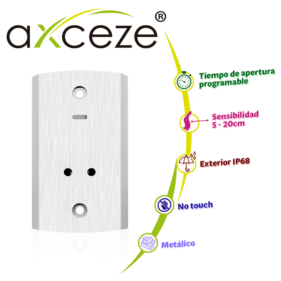 AXCEZE Botón de Pertinencia AX-B140, IP68, Cubierta Metálica, LED Indicador