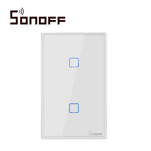 Sonoff Apagador de Pared T2US2C, 2 Canales, WiFi 2.4GHz, Compatible con Alexa