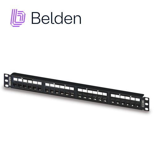 Belden Patch Panel RVAPPF1U24BK, 24 Puertos, 1U, Cat6A, Precargado