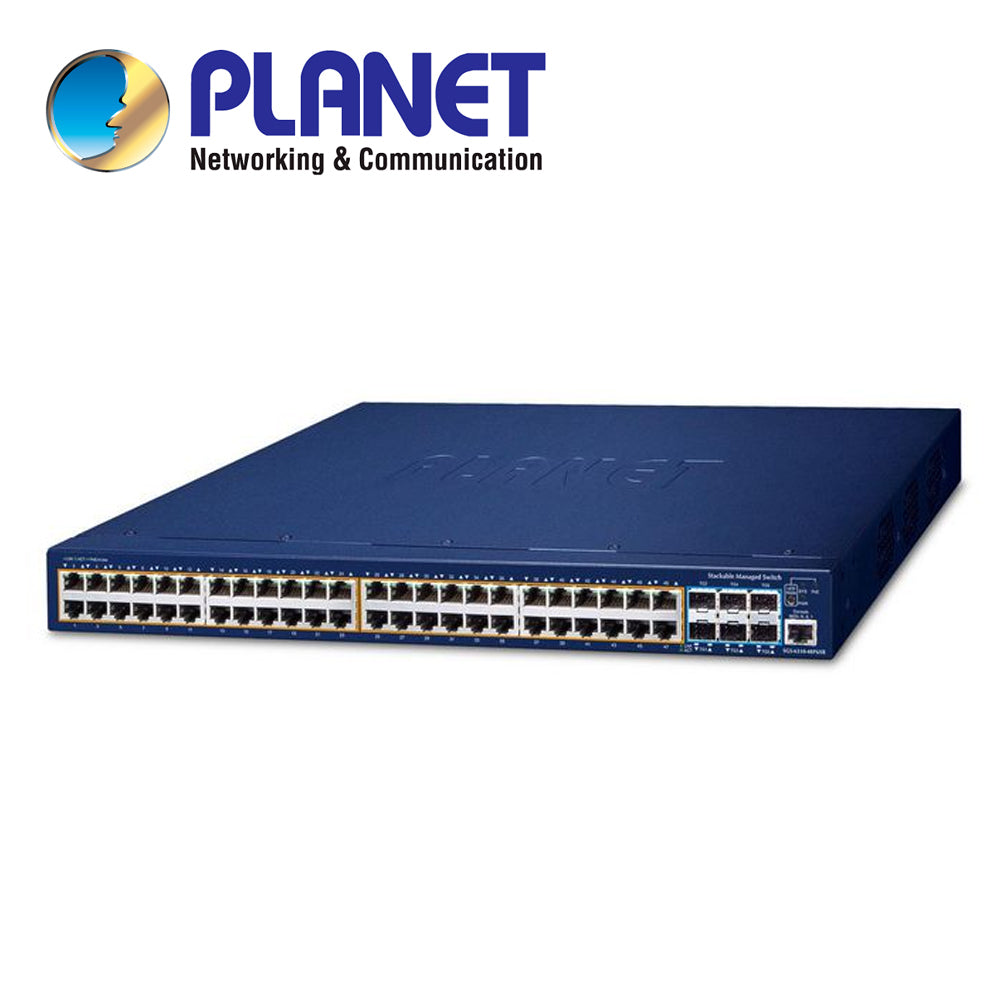 PLANET SWITCH SGS-6310-48P6XR, 48 Puertos 10/100/1000T, PoE, 6 Puertos 10G SFP+