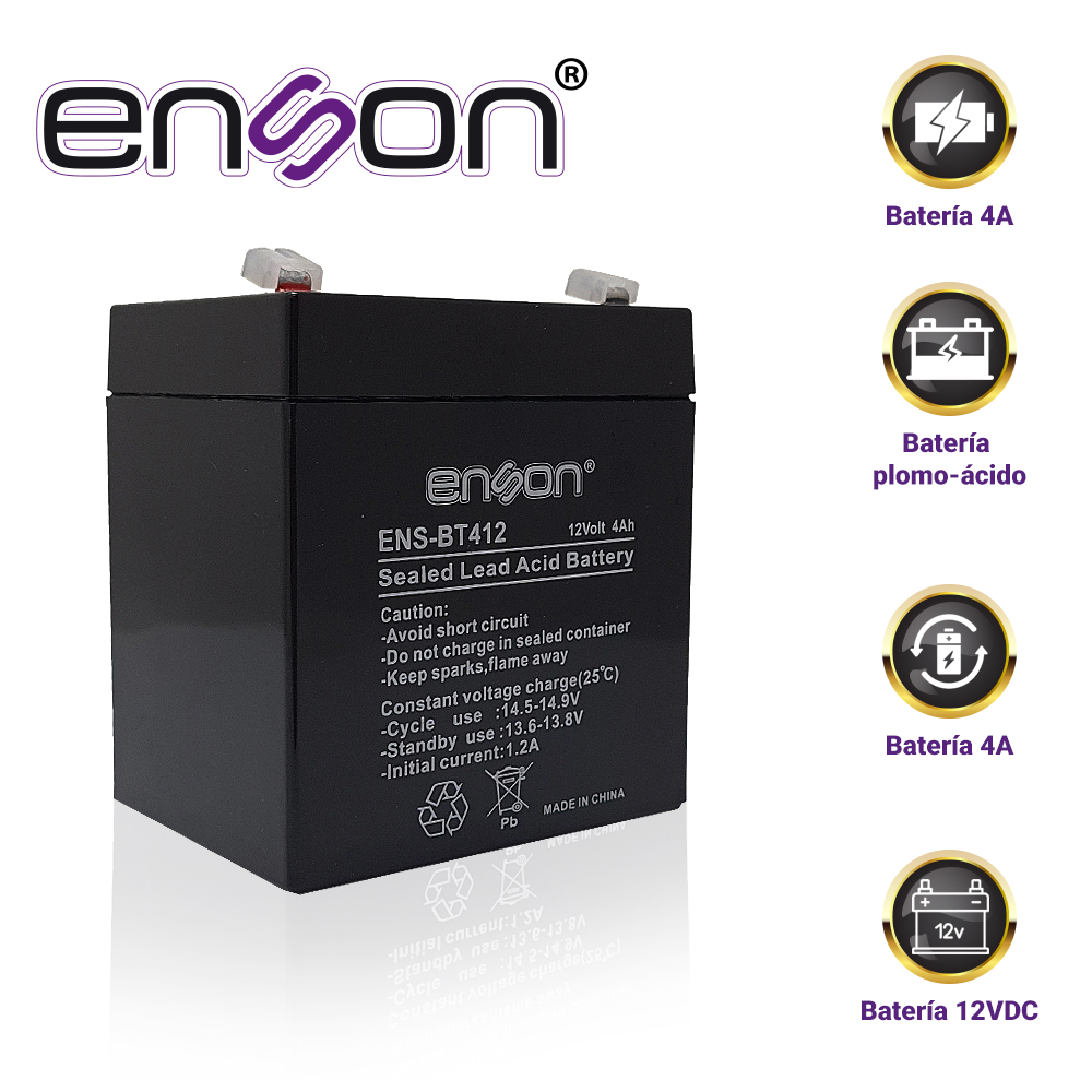 Enson Batería de Respaldo ENS-BT412 12VDC 4A, Plomo-Ácido, Ideal para Sistemas de Respaldo