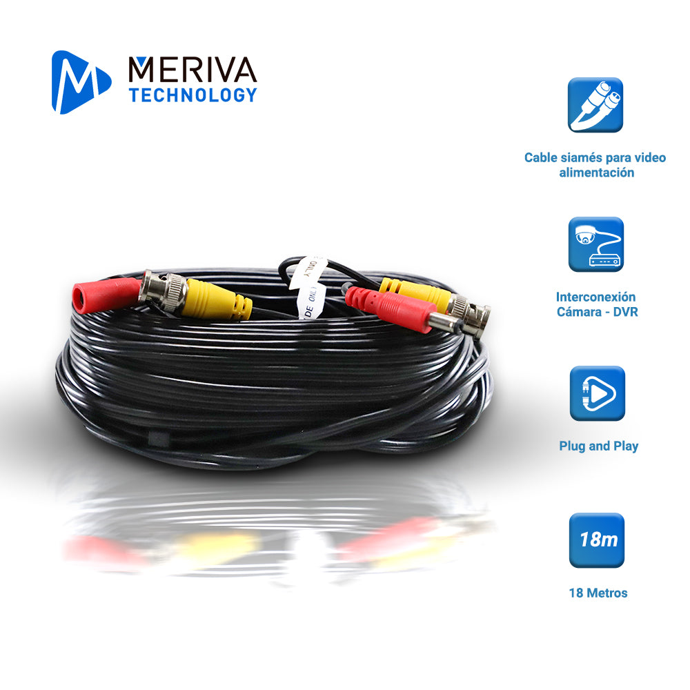 Meriva Technology Cable De Video HD MVA-HDCB18 18M, BNC, AHD/HDTVI/HDCVI