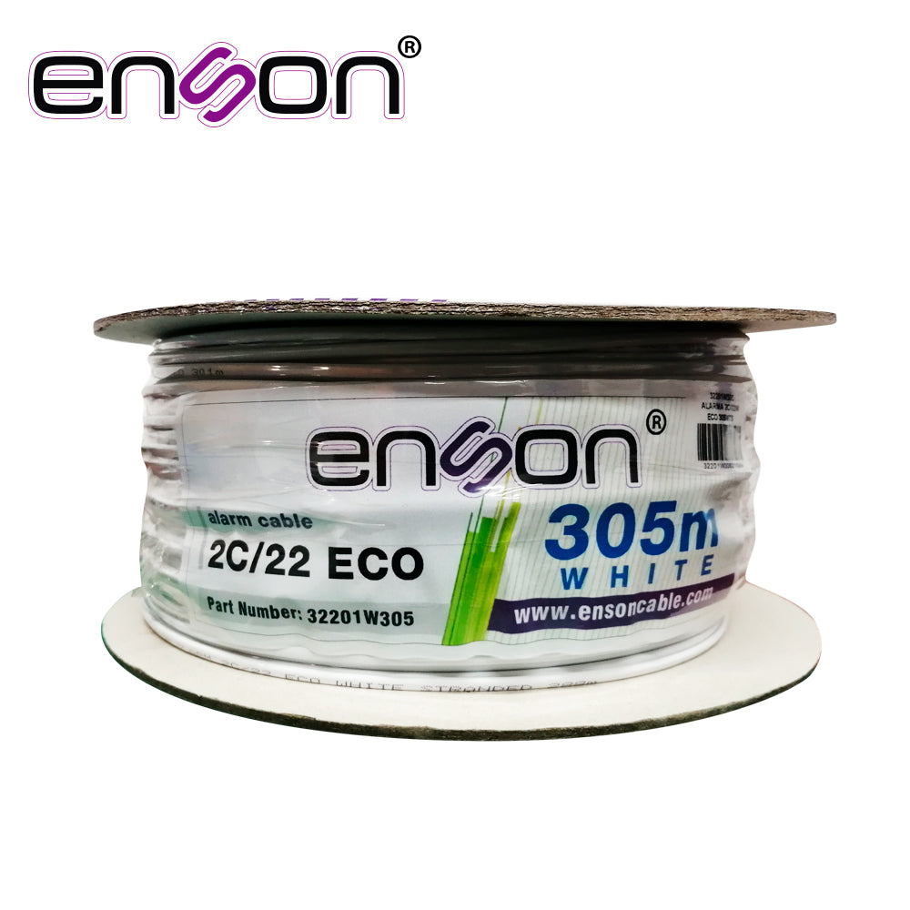 Enson Cable De Alarma ALARMA 32201W305 2C/22 AWG, 305 Metros, PVC Blanco