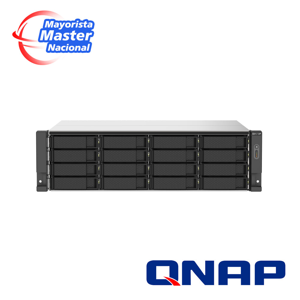 QNAP NAS TS-1673AU-RP-16G-US, AMD Ryzen V1500B, 16GB RAM, 16 Bahías SATA, 2 Puertos RJ45 2.5GbE