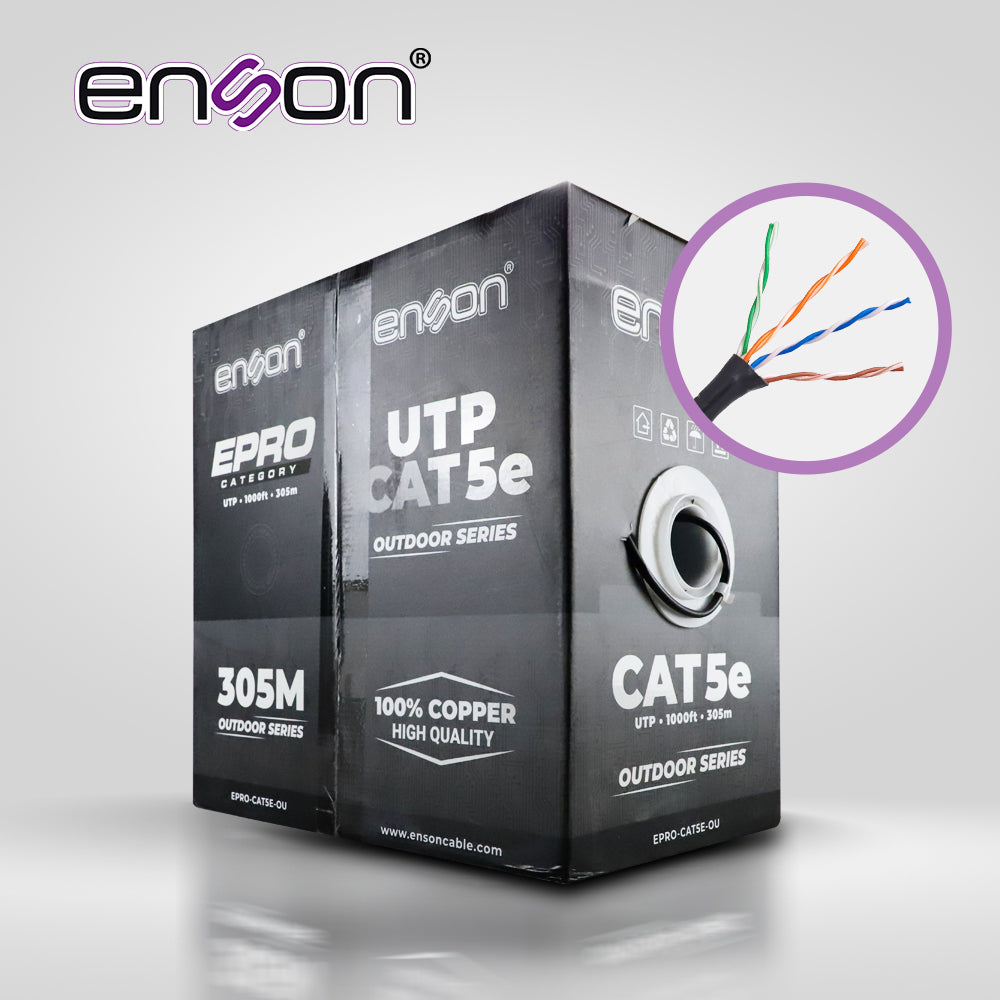 Enson Cable UTP Cat5e EPRO-CAT5E-OU 4 Pares 24 AWG 100% Cobre, 1000 Pies
