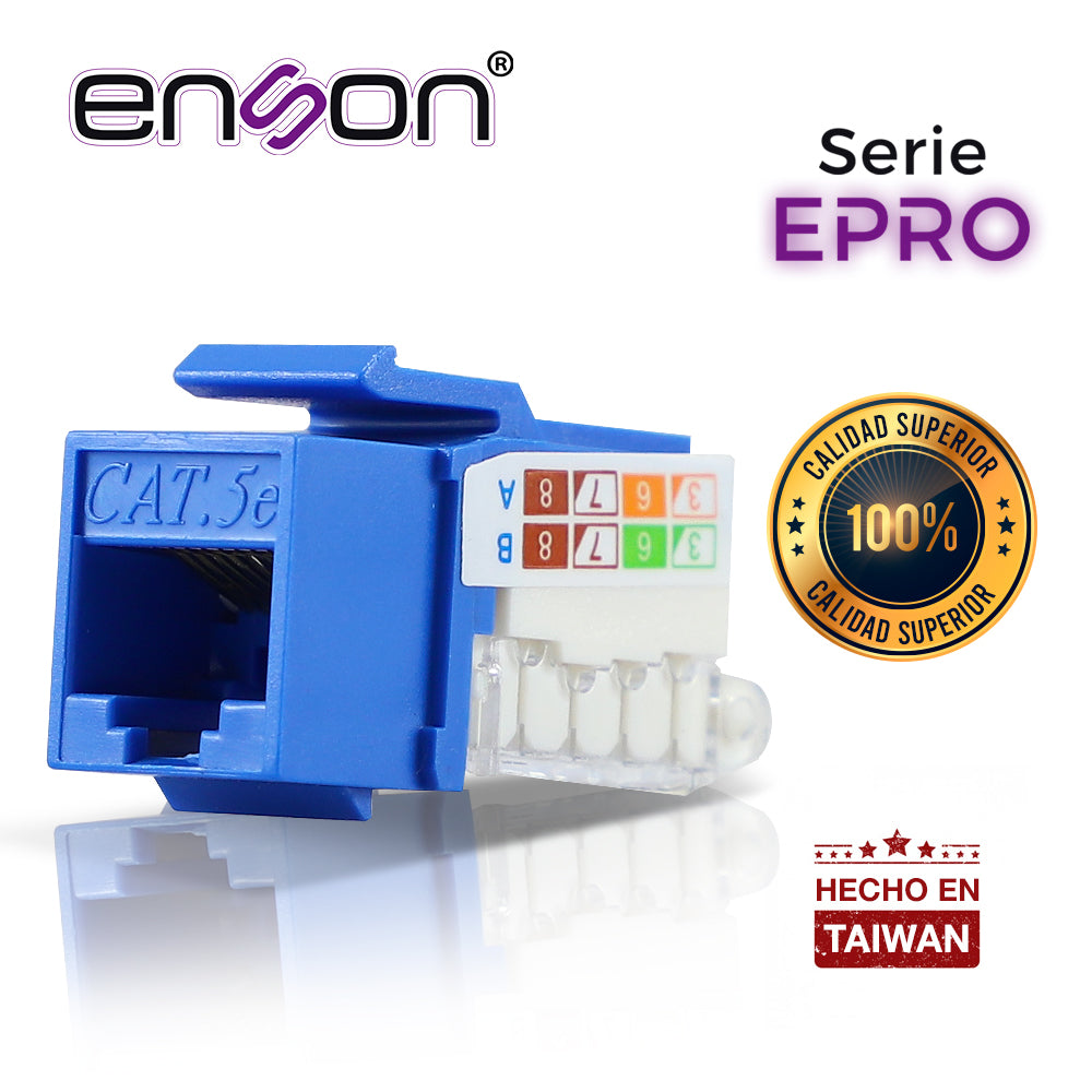 Enson Conector Modular Jack RJ45 EPRO-TLJACK5E-BL, Cat5e, Color Azul, Vertical