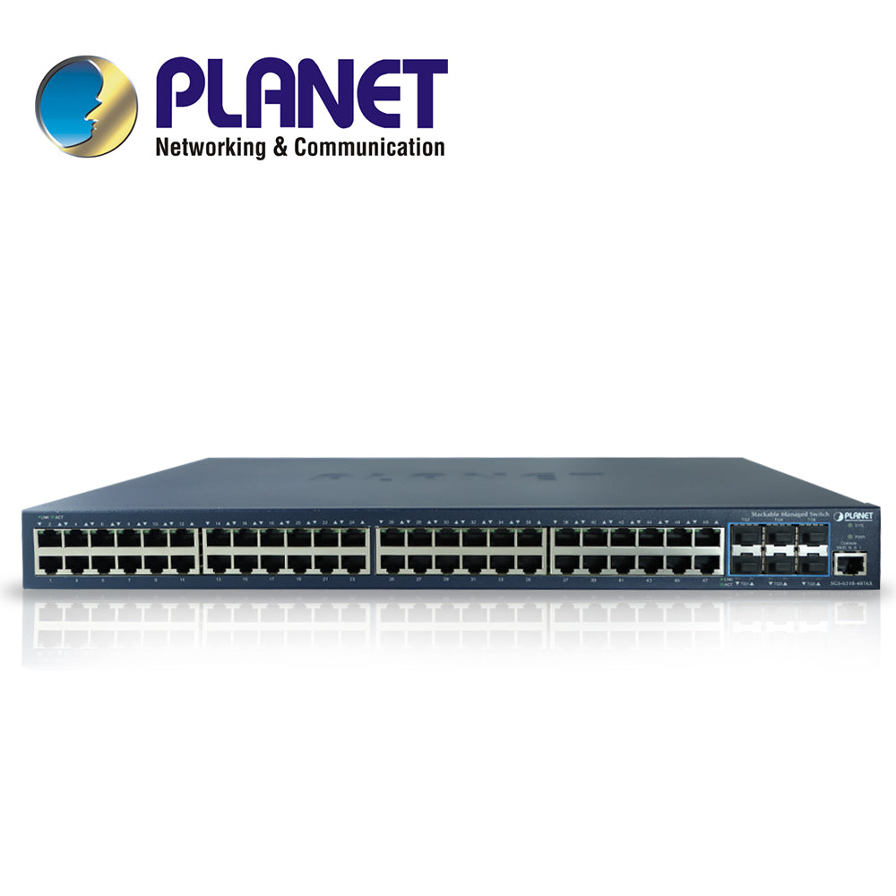 Planet Switch SGS-6310-48T6X, 48 Puertos RJ45 10/100/1000 Mbps, 6 SFP 10 Gbps, Rack Mount