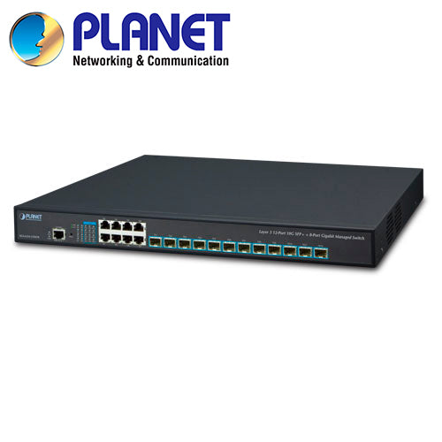 Planet Switch Administrable XGS-6350-12X8TR, 8 Puertos RJ45 10/100/1000 Mbps, 12 Puertos SFP+ 1/10 Gbps, Montaje en Rack