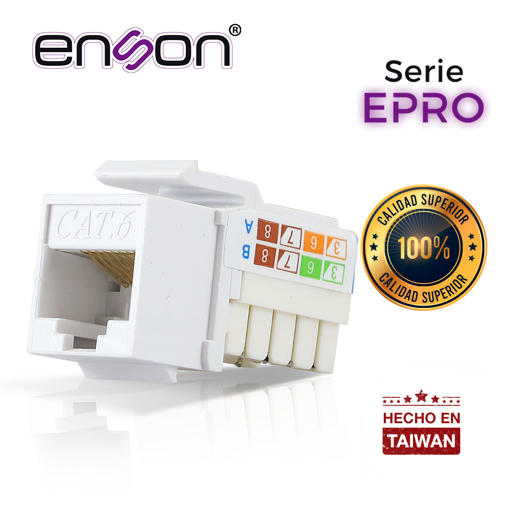 Enson Conector Modular Jack RJ45 EPRO-JACK6-WH, Cat6, Color Blanco, Vertical
