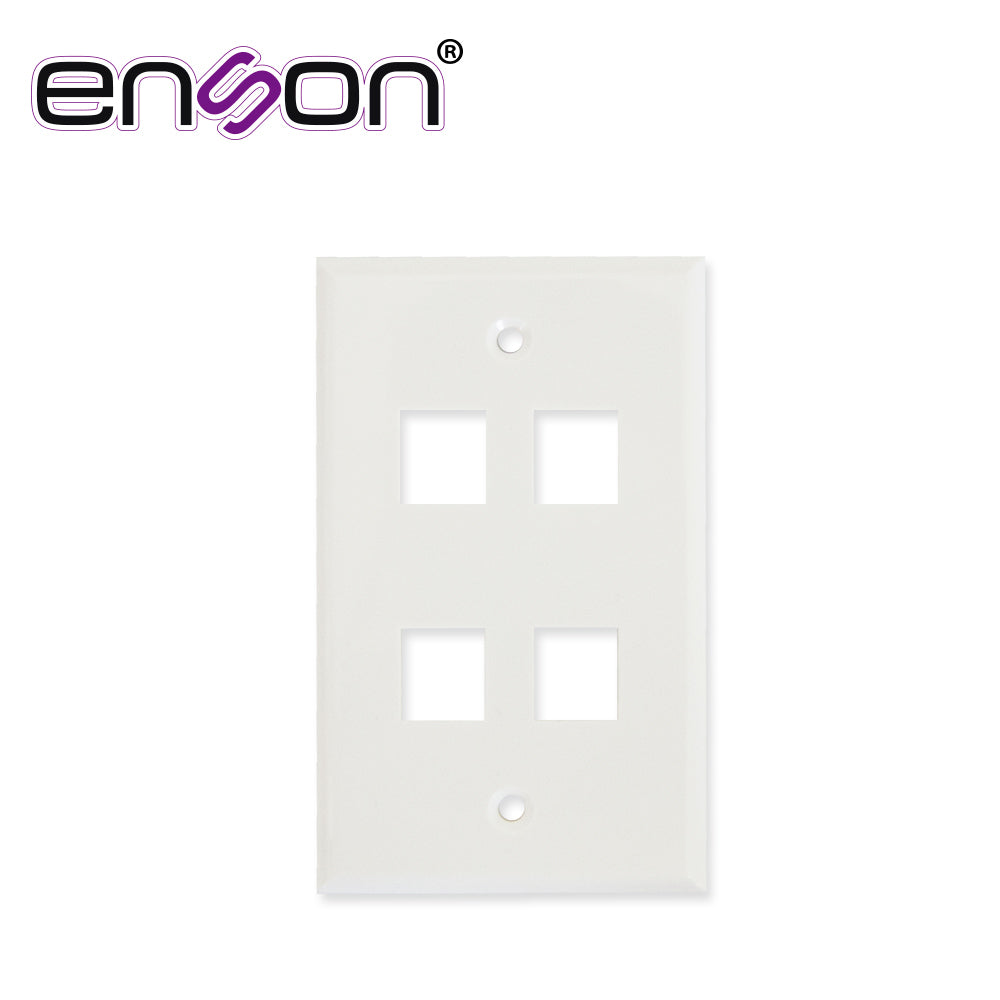 Enson Placa de Pared Universal ENS-FP64, 4 Puertos, Estilo Keyconnect, Color Blanco