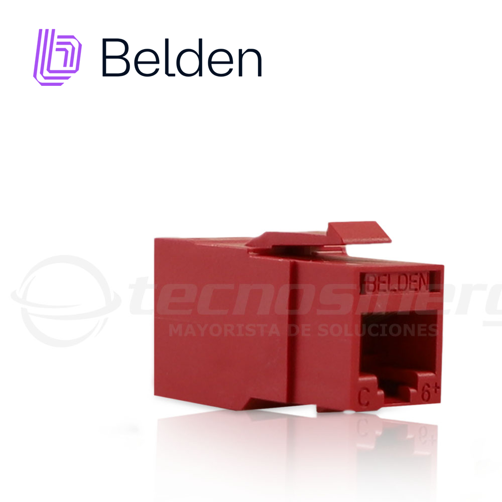 Belden Conector Modular Jack CAT6+ RJ45 RV6MJKURD-S1, Interior, Rojo