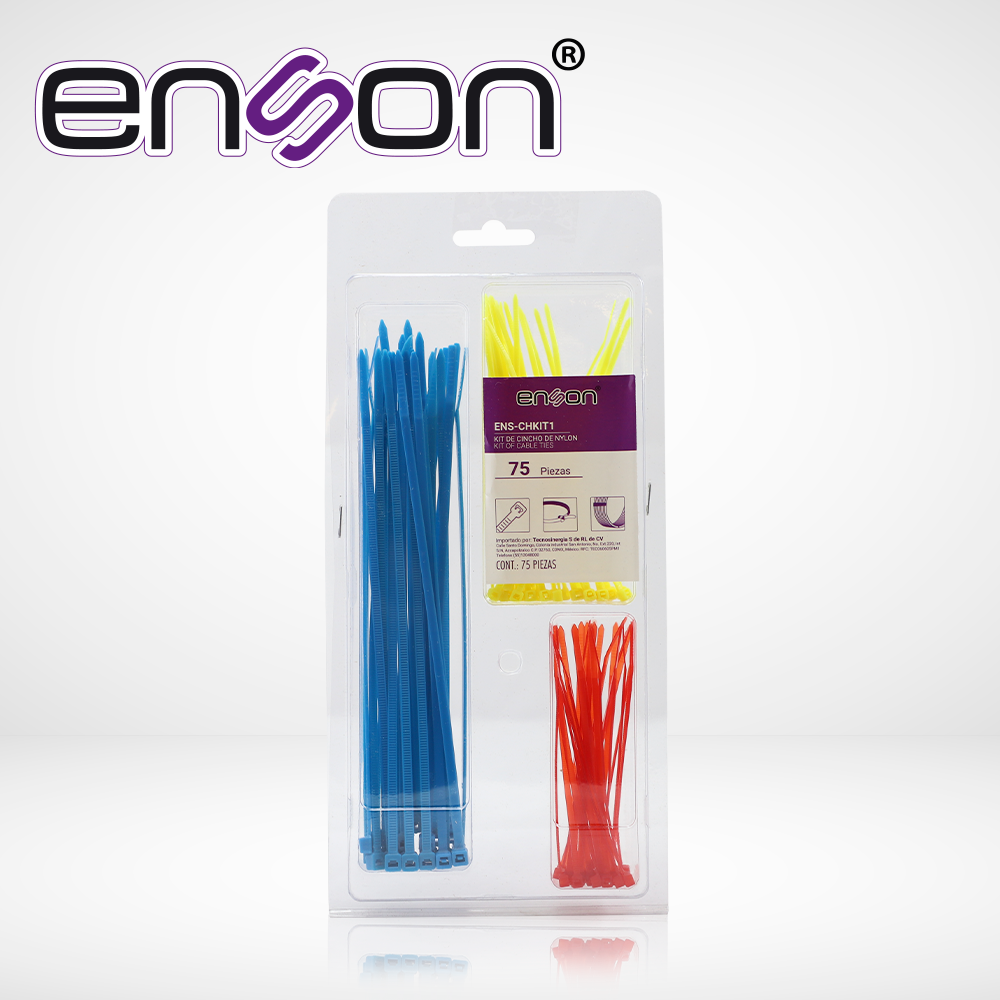 Enson Kit De Cinchos De Nylon 75 Piezas, Incluye Cinchos 100/120/200mm