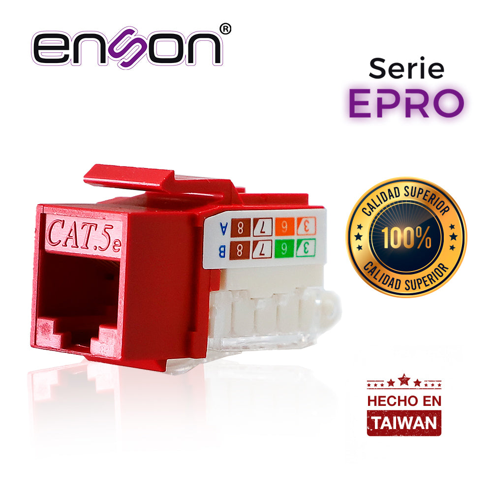 Enson Conector Modular Jack RJ45 EPRO-TLJACK5E-RD, Cat5e, Vertical, Rojo