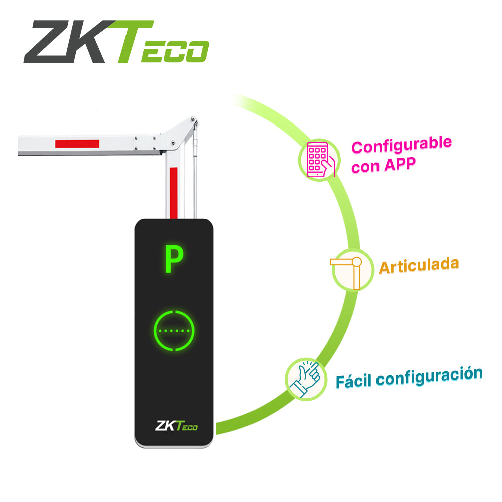 ZKTECO Barrera Articulada 90 Grados BGM1145R-90, 110VCA, 3s, Compatible con ZK Barrier App