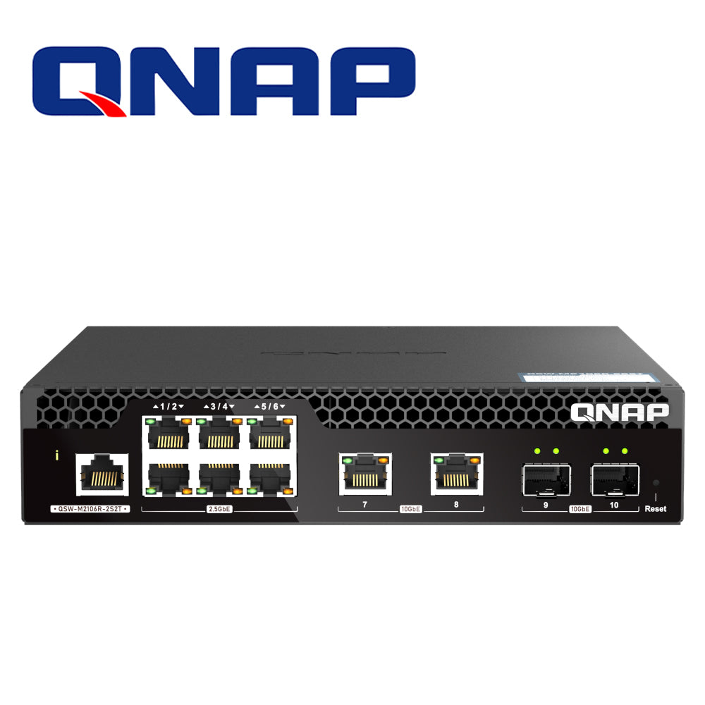QNAP Switch QSW-M2106R-2S2T, 6 Puertos 2.5Gbps, 2 Puertos SFP+ 10Gbps, Gestión