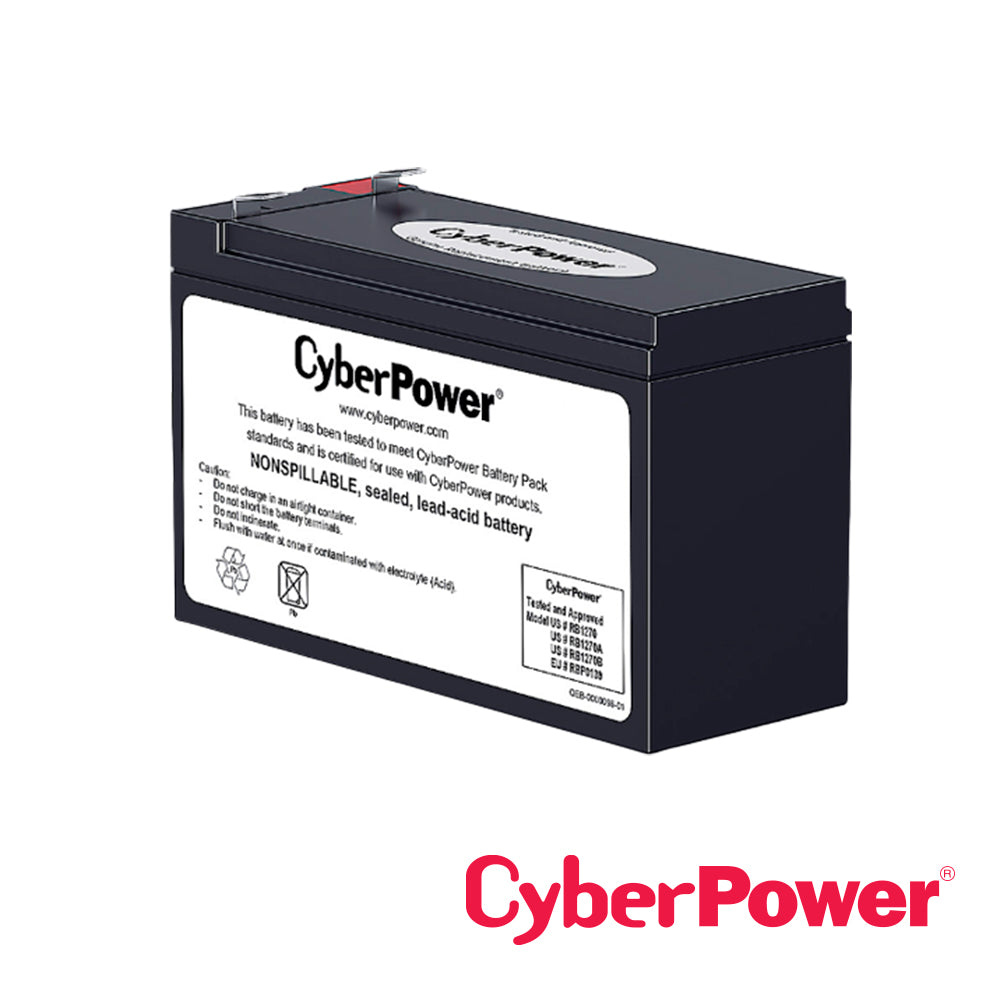 CyberPower Batería RB1270B 12V, 7.2Ah, Color Negro, Incluye Empaque Reciclaje