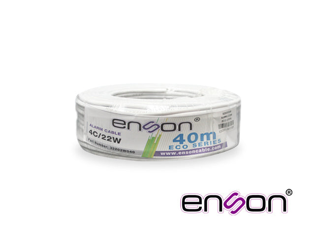 Enson Cable De Alarma 32202W040 4C/22 AWG, 40 Metros, PVC Blanco