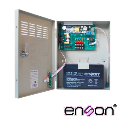 Enson Kit Fuente PSB-1204B, 12V 3A, Incluye Batería ENS-BT412, Ideal para 4 Cámaras