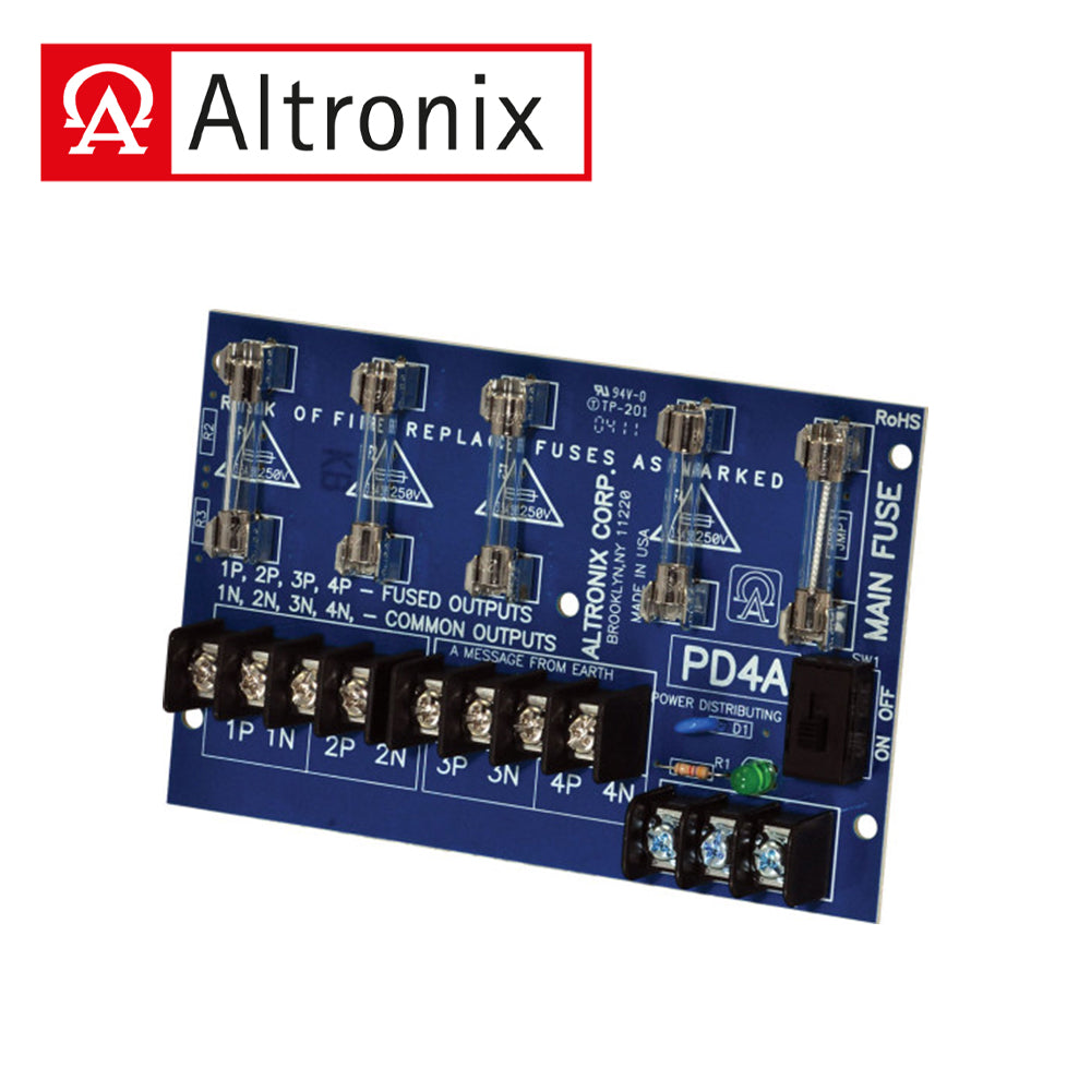 Altronix Módulo Distribuidor de Energía PD4, 4 Salidas, Hasta 28 VCA/VCC, LED