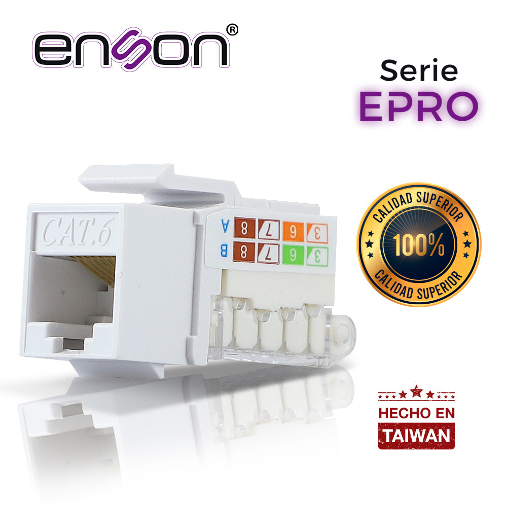 Enson Conector Modular Jack RJ45 EPRO-TLJACK6-WH, Cat6, Vertical, Blanco