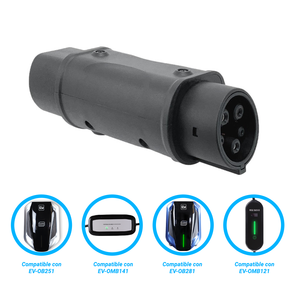 ALTER Adaptador T2-T1, Conector Tipo 2 a Tipo 1, Compatible con Cargadores EV, 16A, 32A