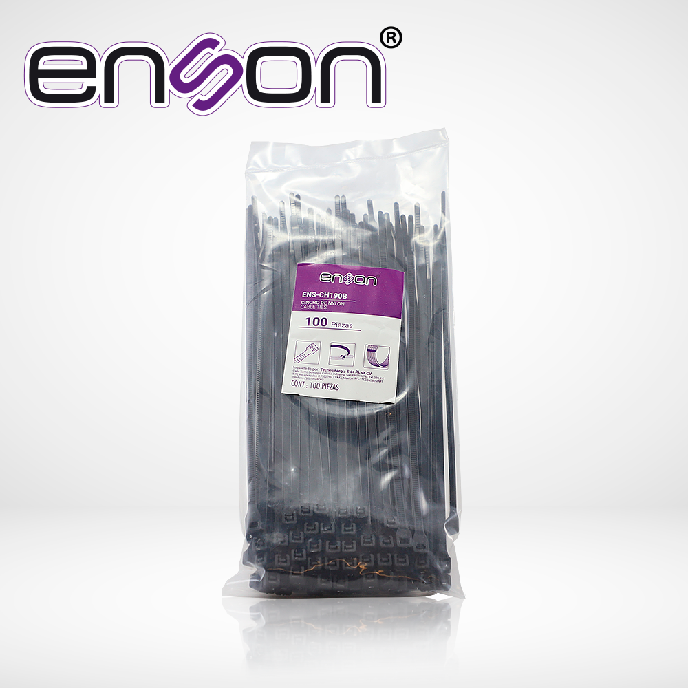 Enson Cincho De Nylon ENS-CH190B 4.8 X 190mm, Tensión Hasta 22 Kgs