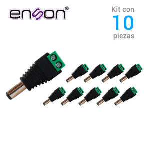 Enson Conectores de Corriente Macho 10x ENS-MC01, Tipo Jack 3.5 mm, 2.1 x 5.5 mm, Polarizado