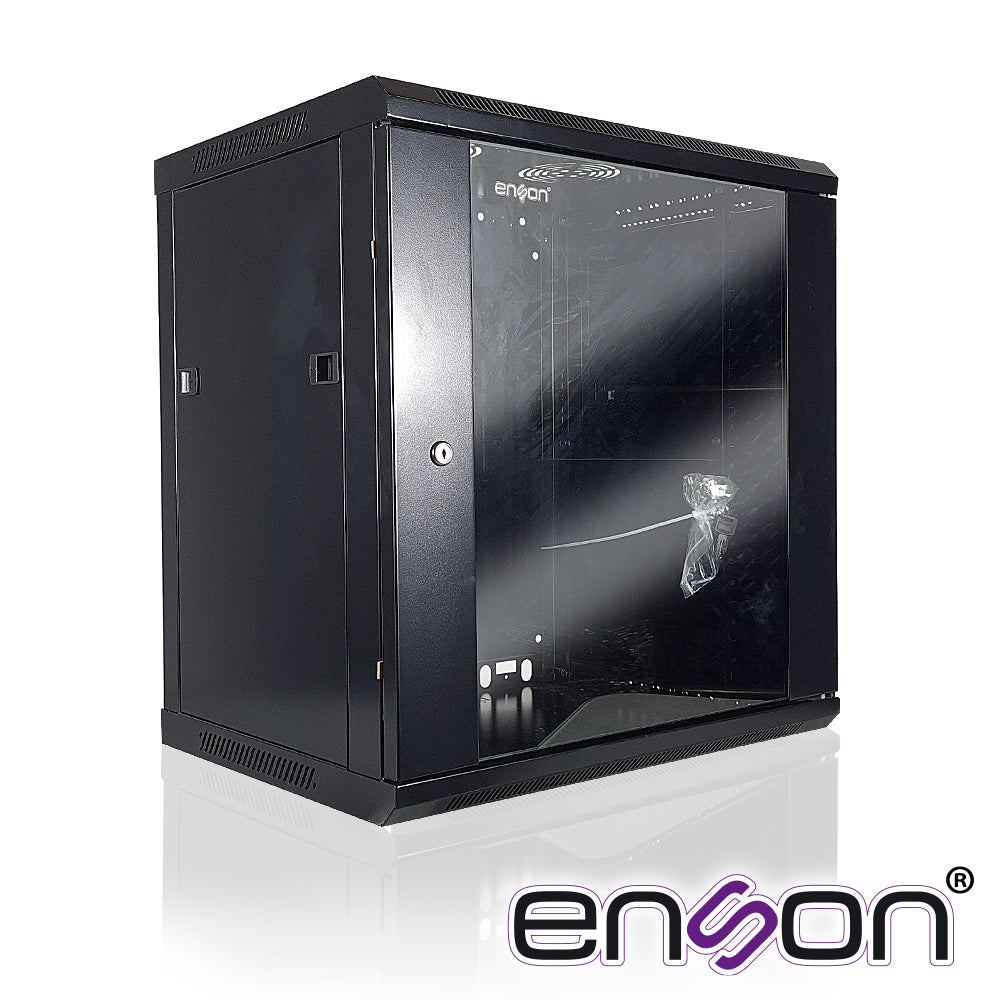 Enson Gabinete De Pared ENS-RKGB12U, 12U, 600x450x635mm, Puerta De Cristal Templado