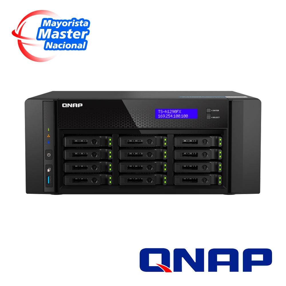 QNAP NAS TS-h1290FX-7232P-64G, AMD EPYC, 64GB RAM, 12 Bahías SATA-NVMe, 2 Puertos 2.5GbE, 2 Puertos 25GbE SFP28