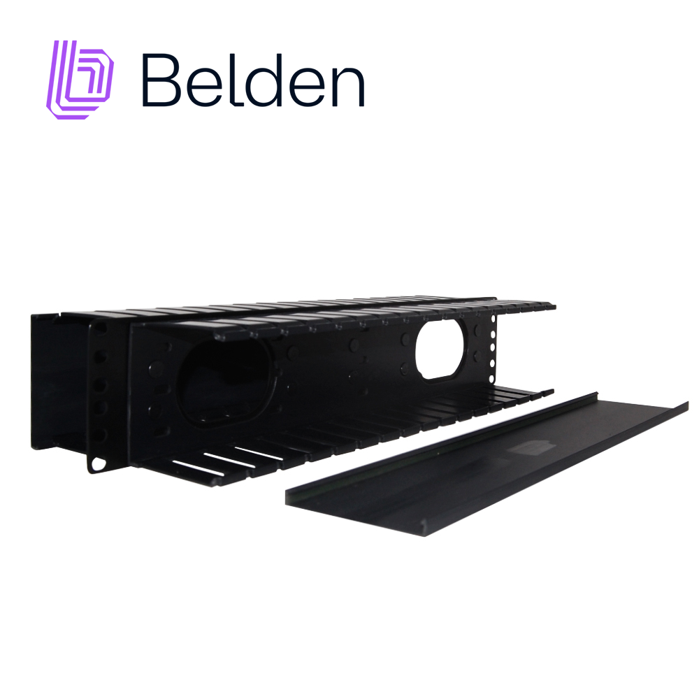 Belden Organizador Horizontal 9512-1902-FR, 2 UR, Tapa Negra