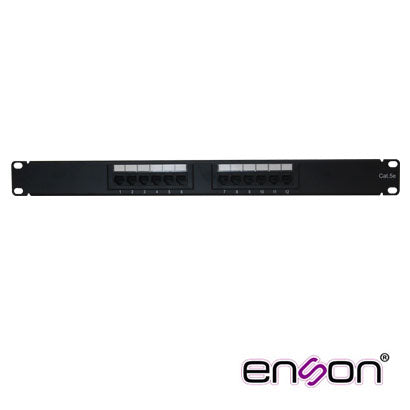 Enson Patch Panel ENS-PA12P5E 1U Cat5e, 12 Puertos, Montaje Rack 19"