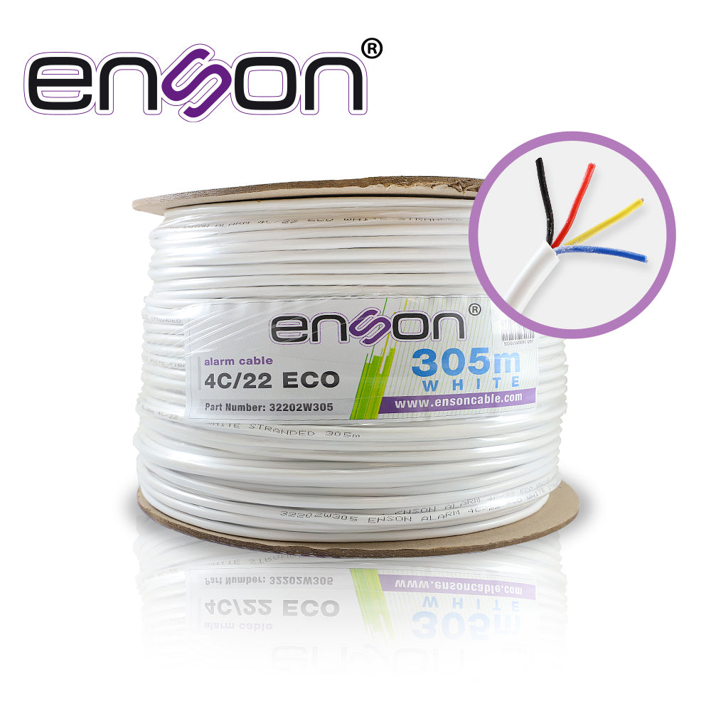 Enson Cable de Alarma ALARMA 32202W305 4C/22 AWG, 305 Metros, PVC