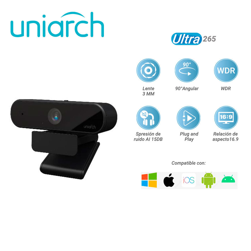 Uniarch By UNV Cámara Para Videoconferencia V20, 4MP, 60 FPS, USB Plug & Play