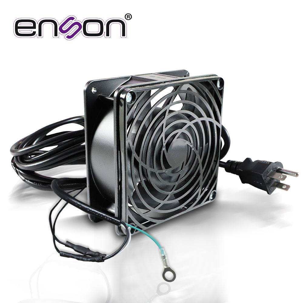 Enson Ventilador 120x120 mm 110VCA, Cable y Clavija, Ideal para Gabinetes
