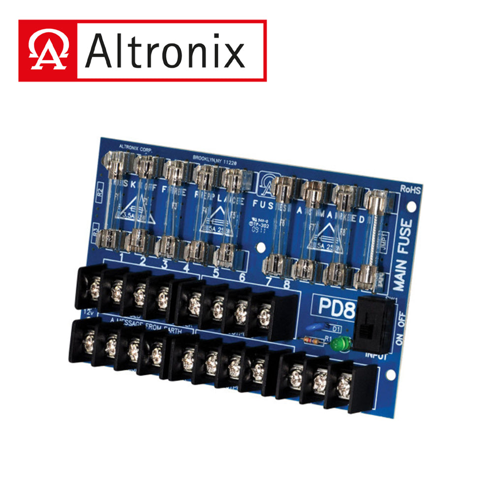 Altronix Módulo Distribuidor de Energía PD8, 8 Salidas, Hasta 28 VCA/VCC, Supervisión de Sobretensiones