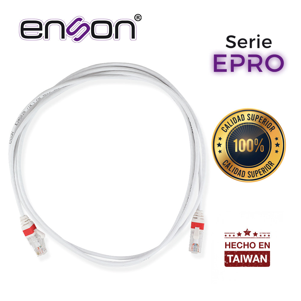 Enson Patchcord RJ45 EPRO-6PC210-WH 210cm Cat6, Ultra Delgado, Ideal Para Patchpanel