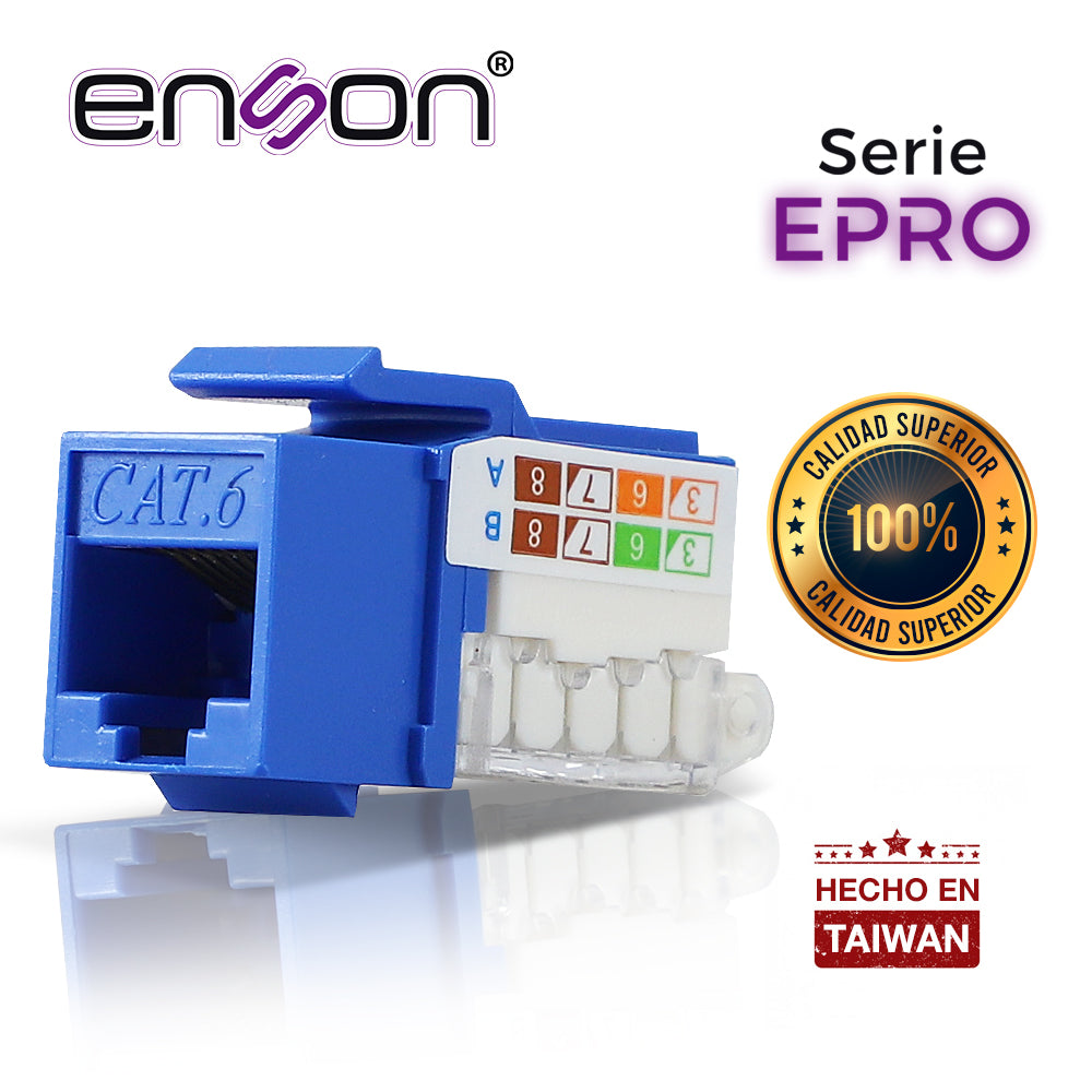 Enson Conector Modular Jack RJ45 EPRO-TLJACK6-BL, Cat6, Vertical, Azul