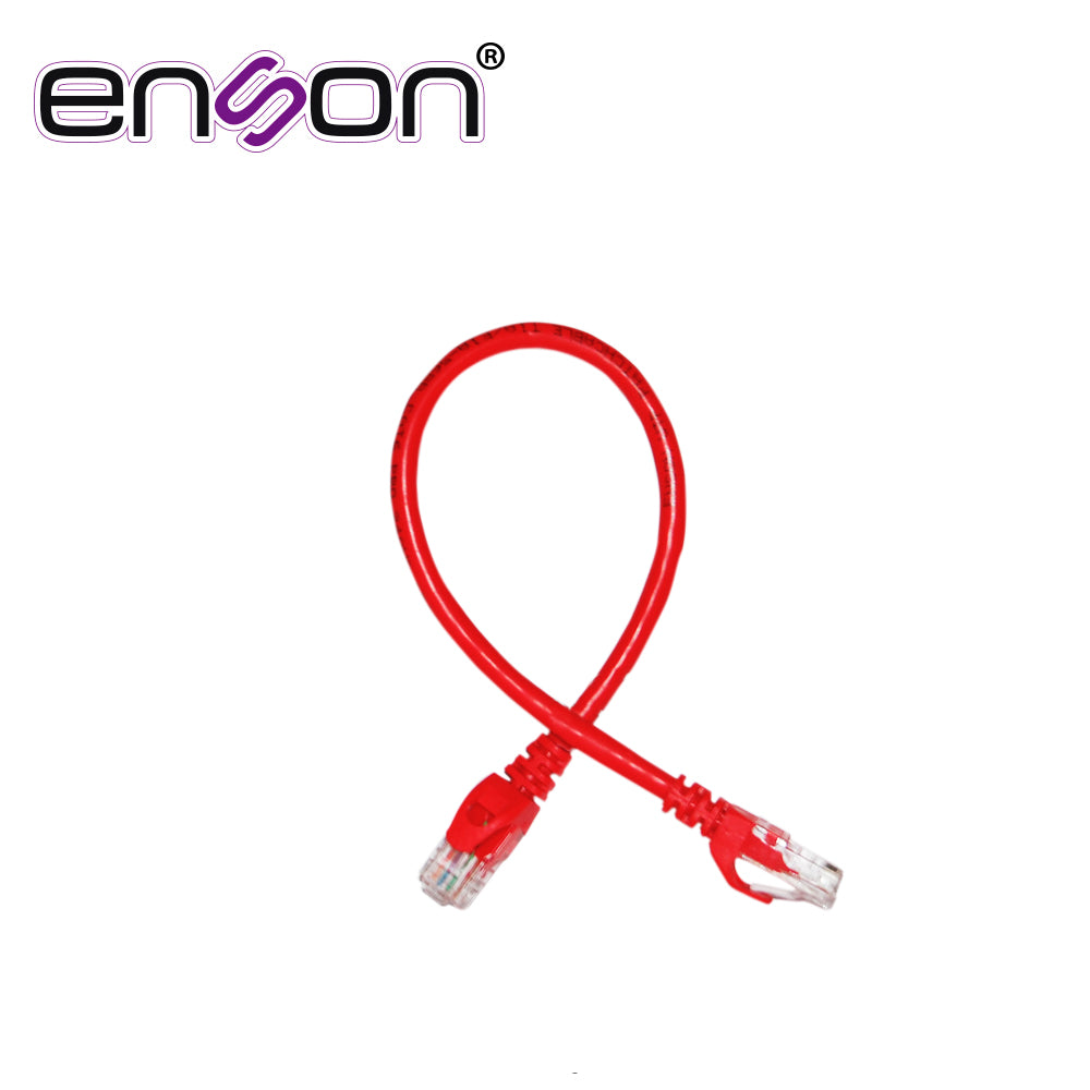 Enson Patchcord UTP P6003R CAT6 30cm, 100% Cobre, Rojo, Rack