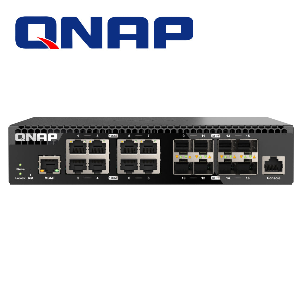 QNAP Switch QSW-M3216R-8S8T-US, 16 Puertos, 8 SFP 10GbE, 8x 10GbE RJ45