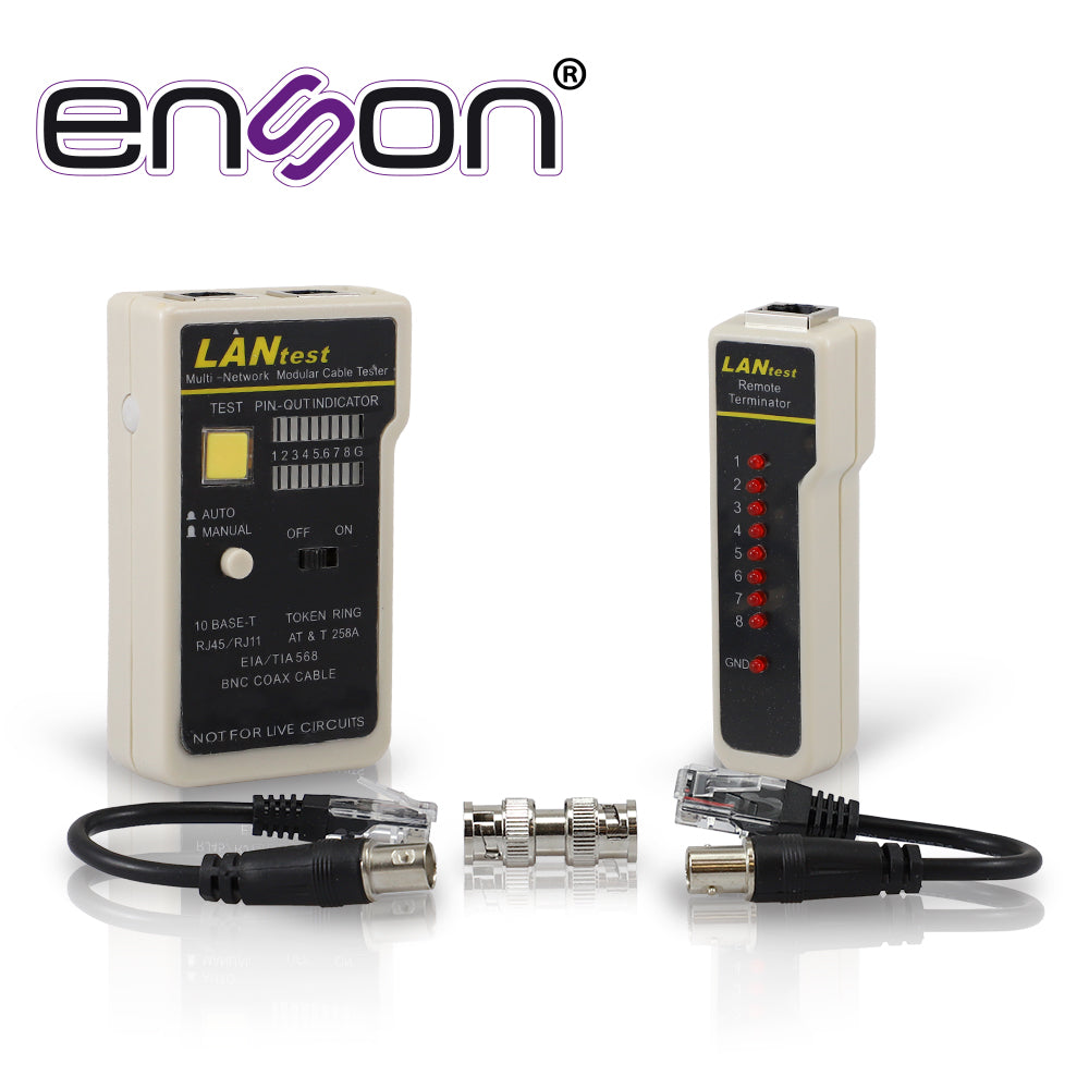 Enson Tester Para Cable De Red ENS-TELN2, RJ45/RJ11/BNC, Identificación De Errores