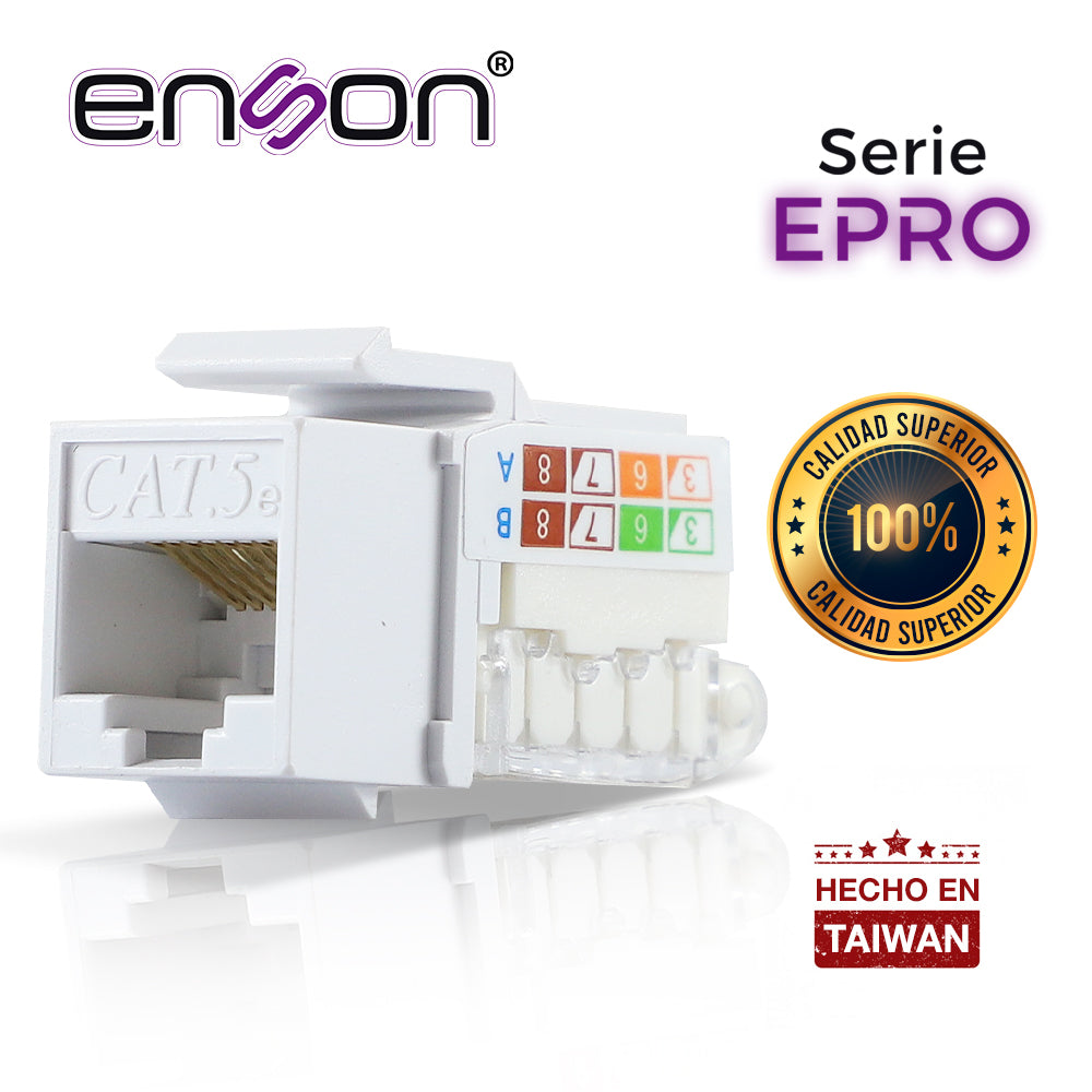 Enson Conector Modular Jack RJ45 EPRO-TLJACK5E-WH, Cat5e, Vertical, Blanco